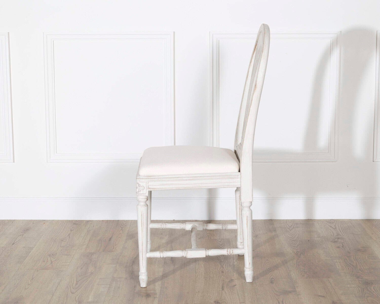 Set of 12 Early 20th Century Swedish Gustavian Style Dining Chairs in Painted Wood - JAA