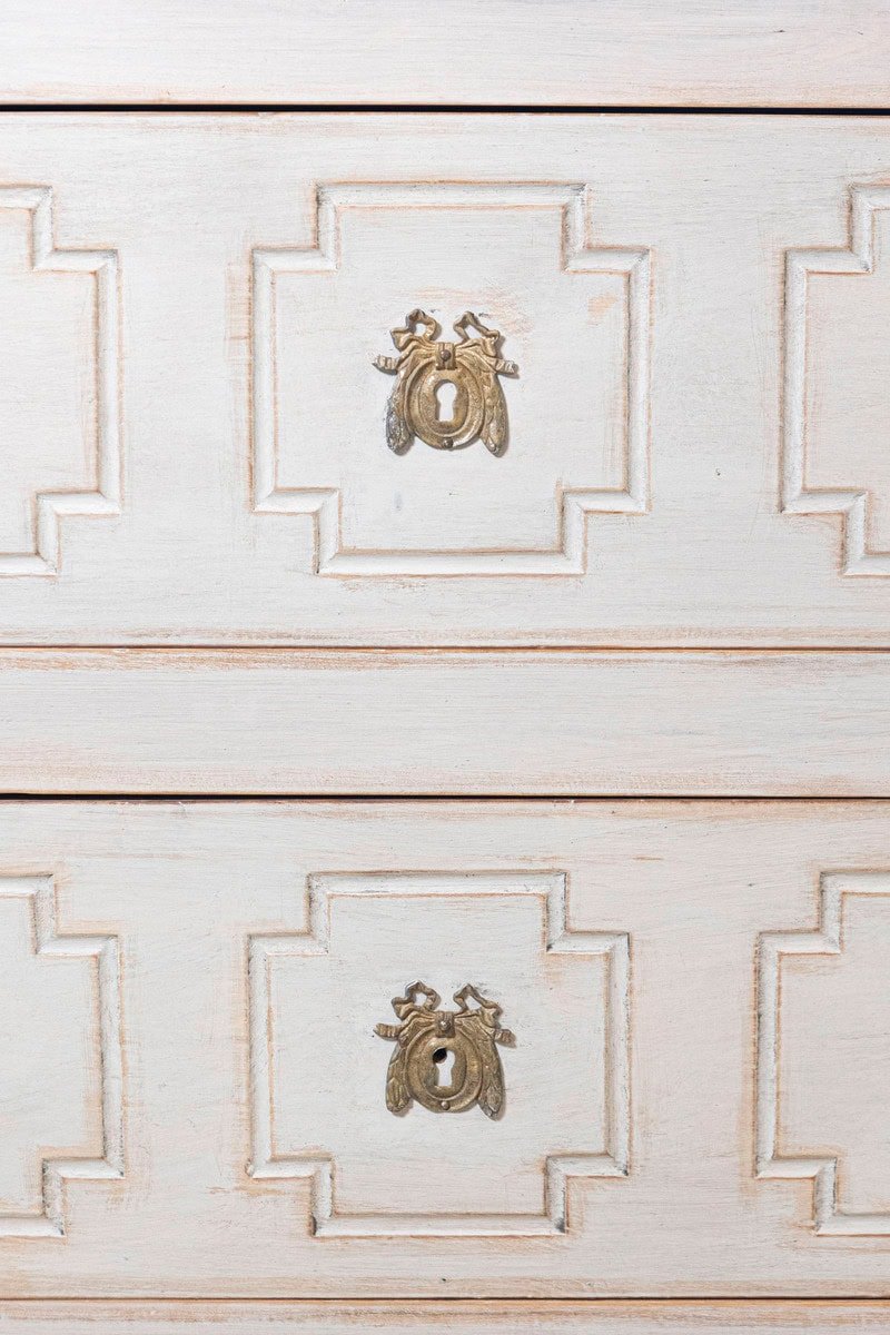 French Louis XVI 18th Century Painted Two-Drawer Commode with Fluted Accents - JAA