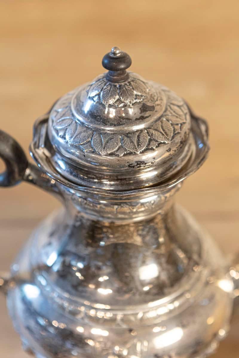 Danish 1930s Johannes Siggaard Three-Piece Silver Coffee Set with Ebony Handle - JAA