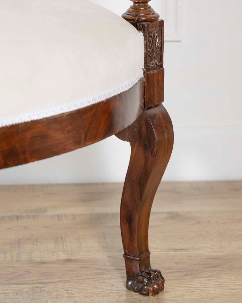 Pair of Italian Empire Armchairs in Mahogany with White Velvet Upholstery, Genoa 19th Century - JAA