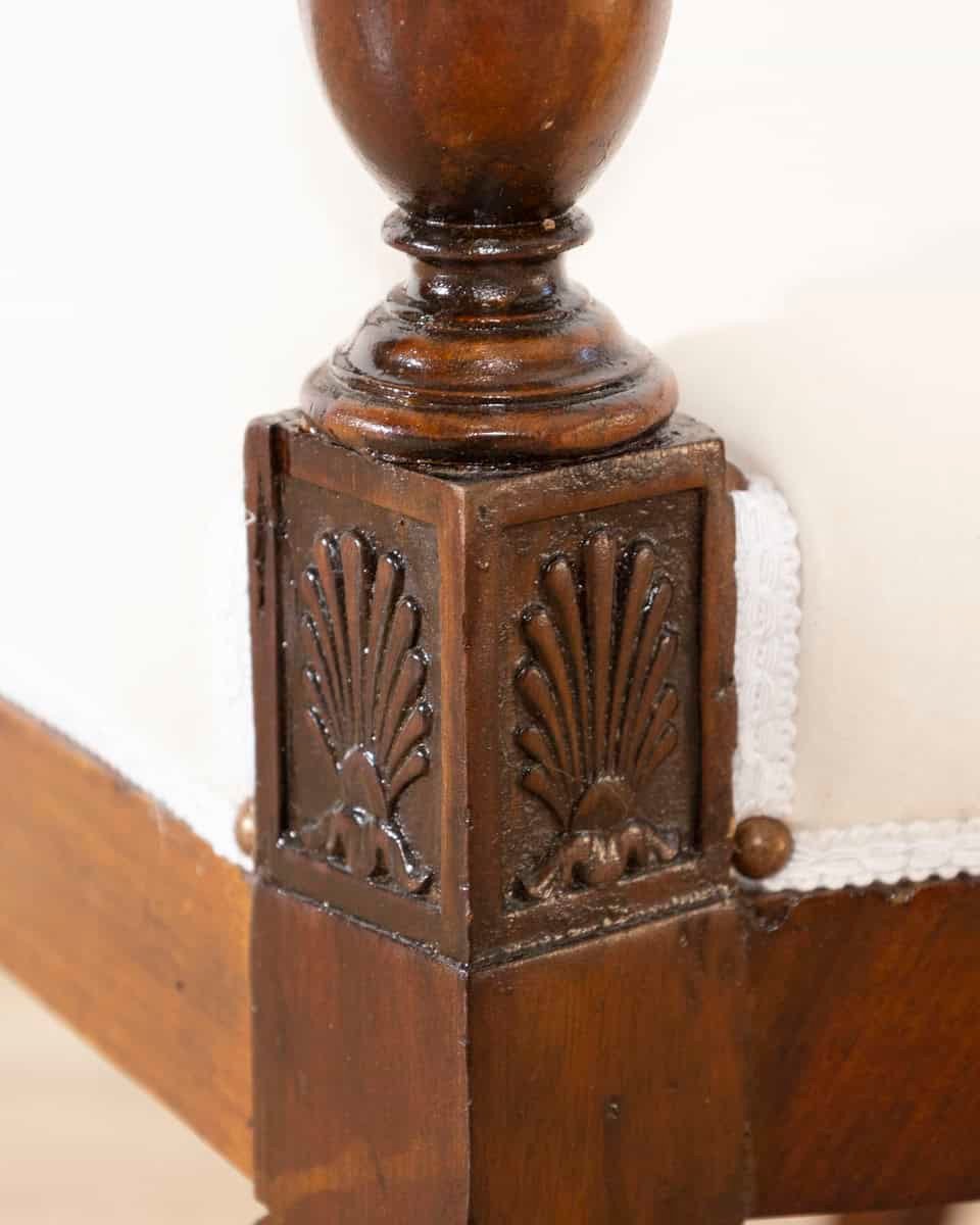 Pair of Italian Empire Armchairs in Mahogany with White Velvet Upholstery, Genoa 19th Century - JAA