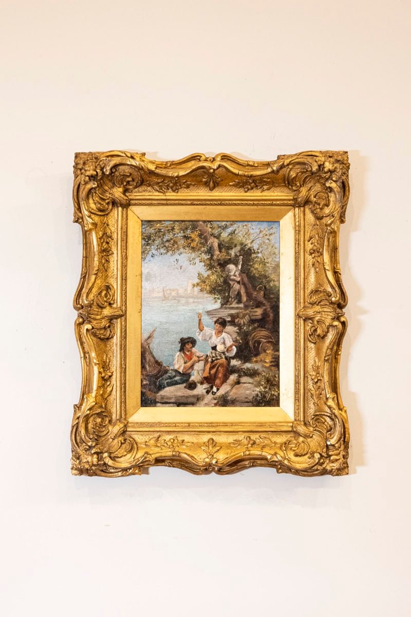 French 19th Century Continental School Painting Depicting a Venetian Lagoon Scene - JAA
