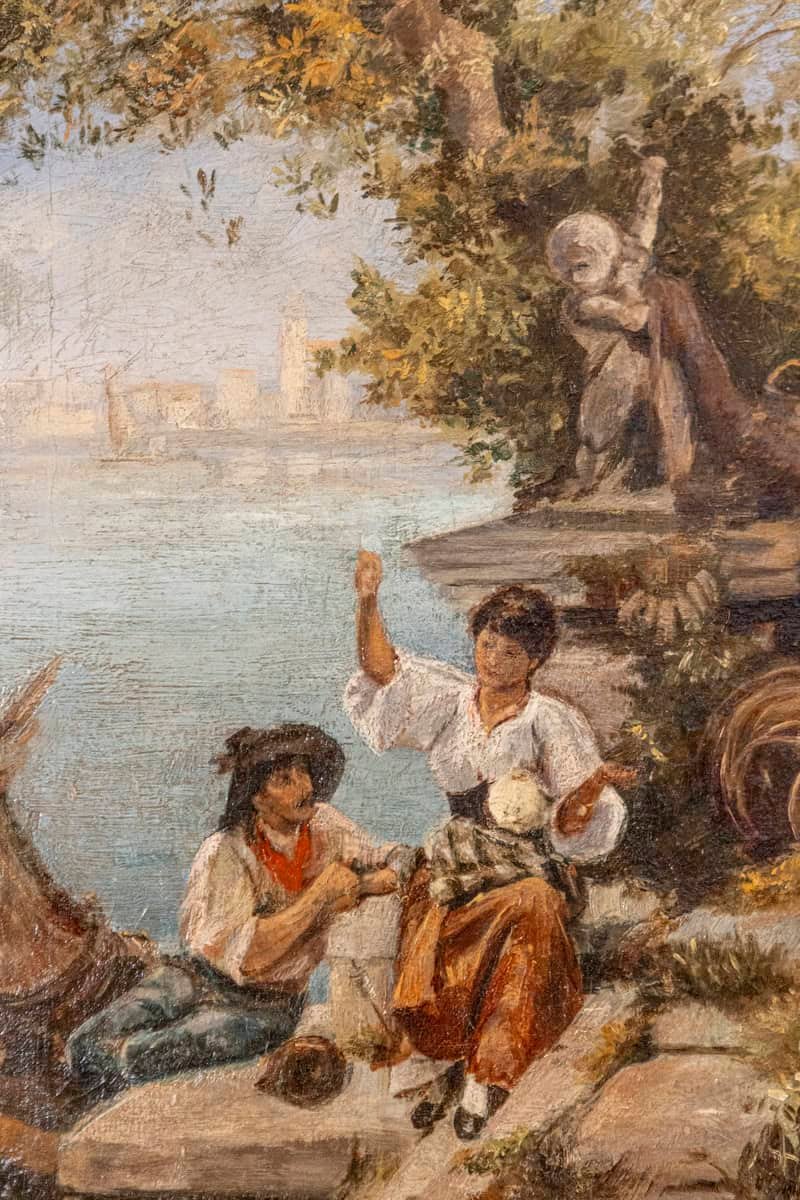 French 19th Century Continental School Painting Depicting a Venetian Lagoon Scene - JAA