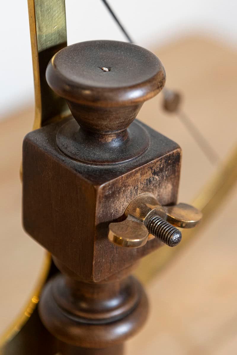 French 19th Century Brass Fabric Scale on Wooden Base by the Maison Piat - JAA