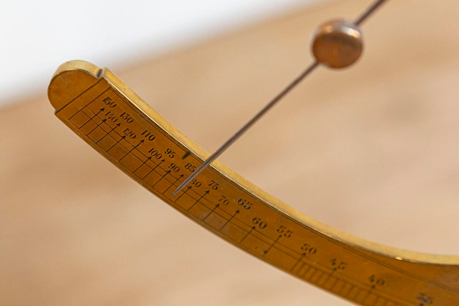 French 19th Century Brass Fabric Scale on Wooden Base by the Maison Piat - JAA