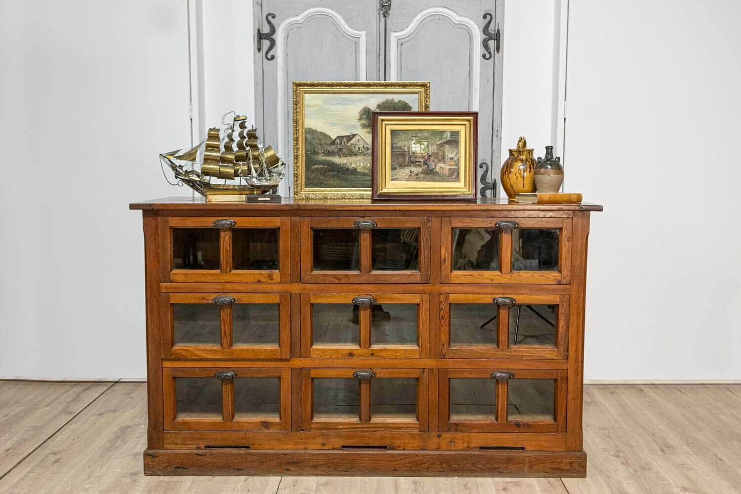 20th Century Italian Walnut and Iron Pastaia Shop Cabinet - JAA