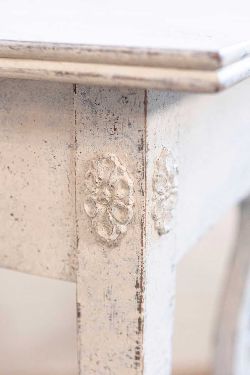 Swedish Neoclassical Style Painted Hall Table with Lyre Motifs and Lion Feet - JAA