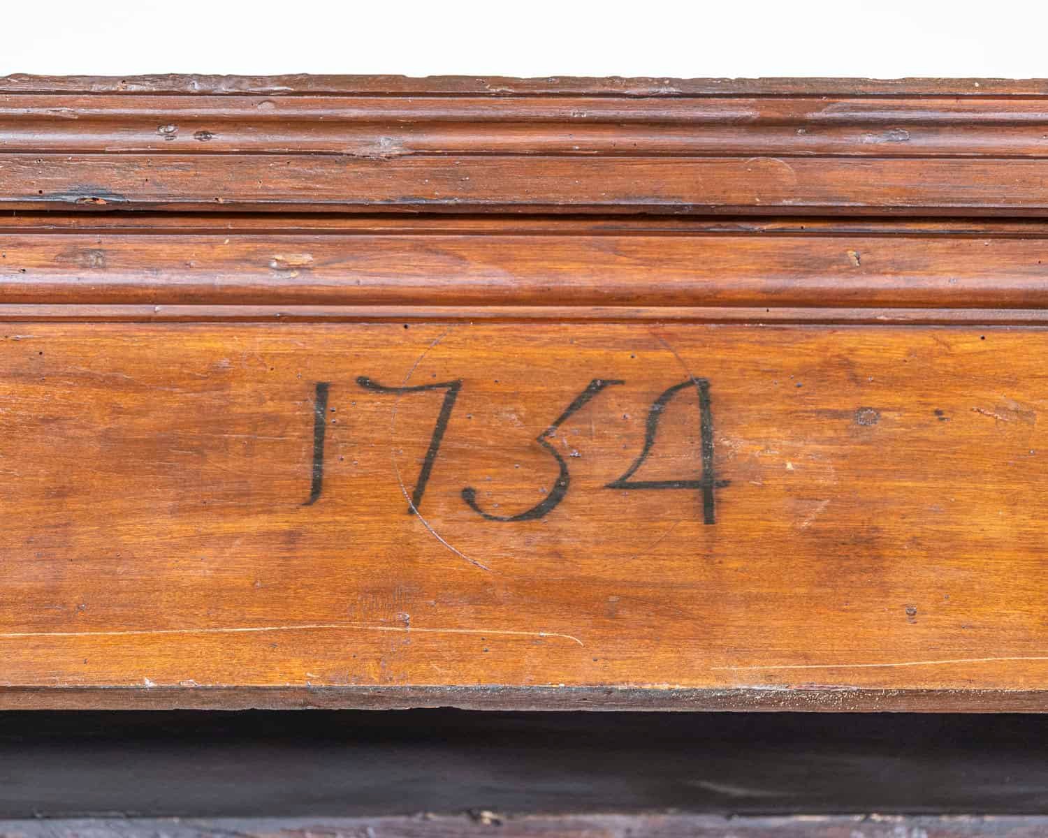 Italian 18th Century Tuscan Poplar Wardrobe with Original Decorative Paper Interior, Dated 1751 - JAA