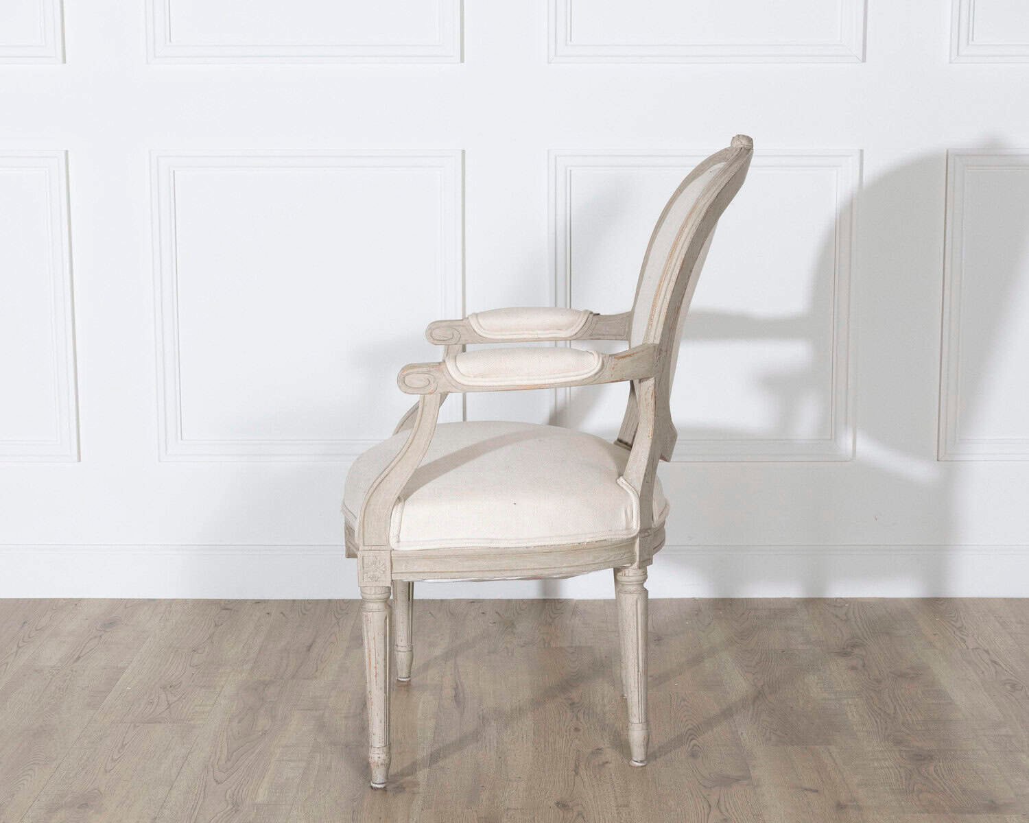 Pair of Early 20th Century Swedish Gustavian Style Oval Back Armchairs in Painted Wood - JAA