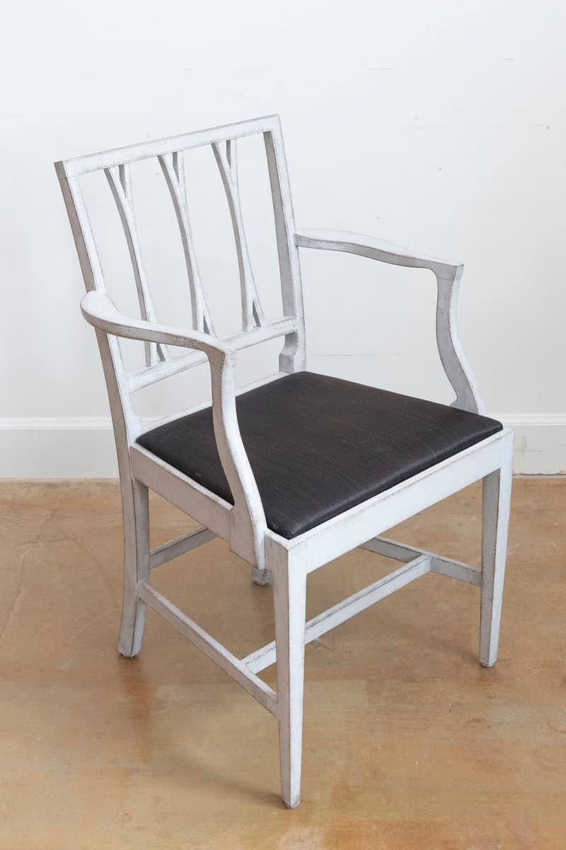 Pair of Swedish 1910s Painted Wood Armchairs with Carved Splats and Stretchers - JAA