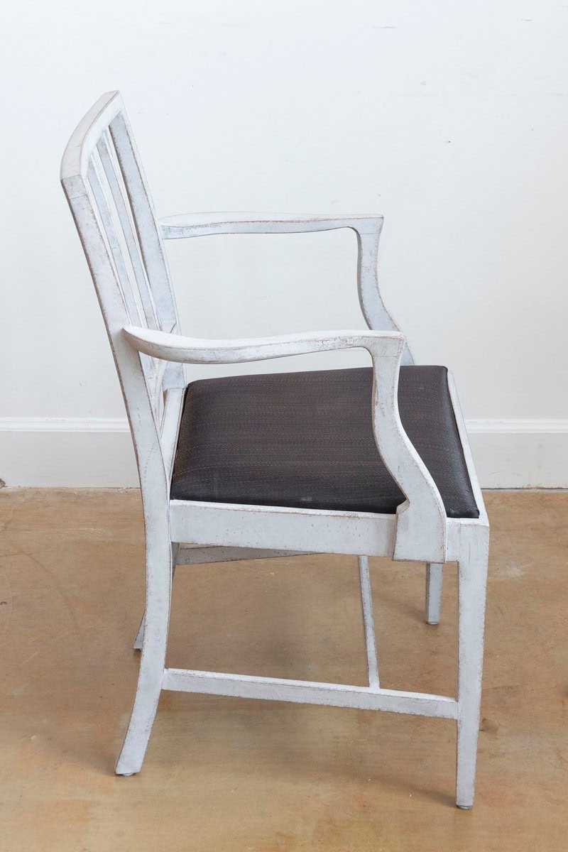 Pair of Swedish 1910s Painted Wood Armchairs with Carved Splats and Stretchers - JAA