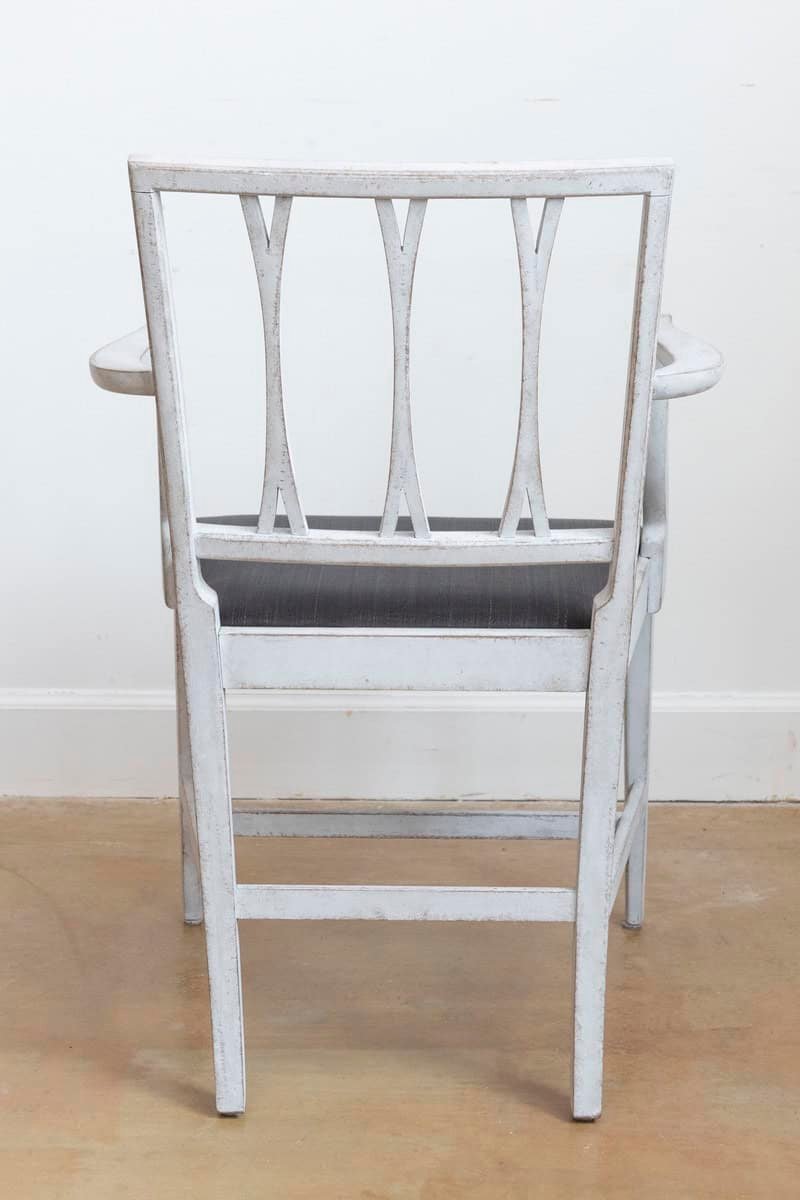 Pair of Swedish 1910s Painted Wood Armchairs with Carved Splats and Stretchers - JAA