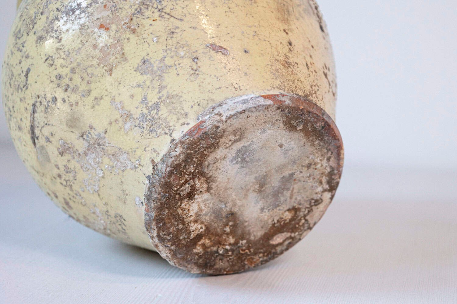 French 19th Century Rustic Glazed Pottery Olive Oil Pot with Polychrome Motifs - JAA