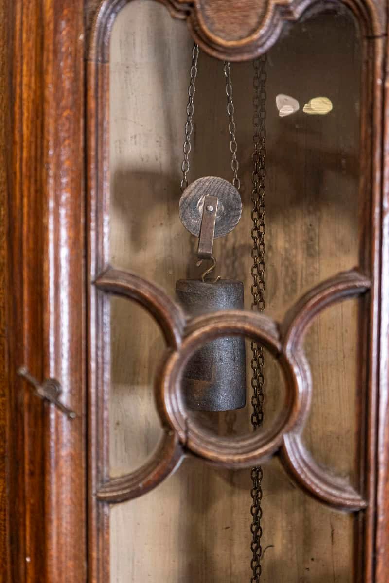 Dutch 1793s Carved Oak Buffet à Deux-Corps with Glass Doors and Pewter Clock - JAA