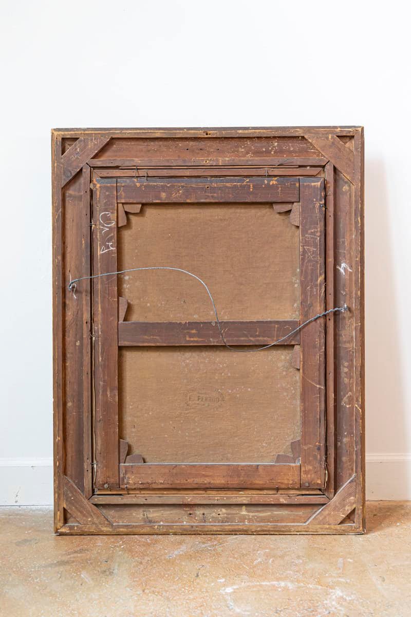 French 20th Century Farmyard Scene by H. Greilschmez in Carved Giltwood Frame - JAA