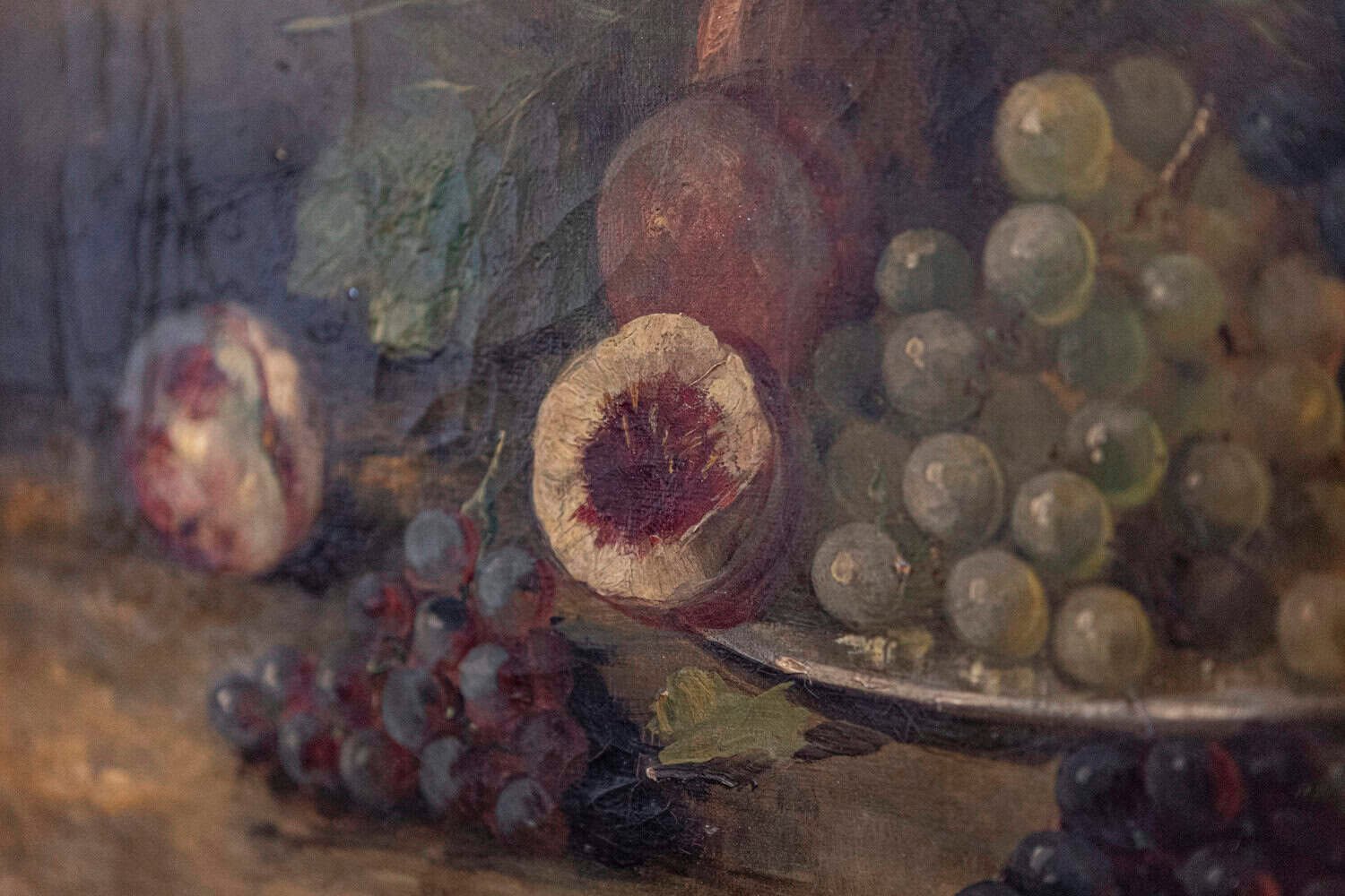 French Giltwood Framed 19th Century Oil on Canvas Painting Depicting Fruits - JAA