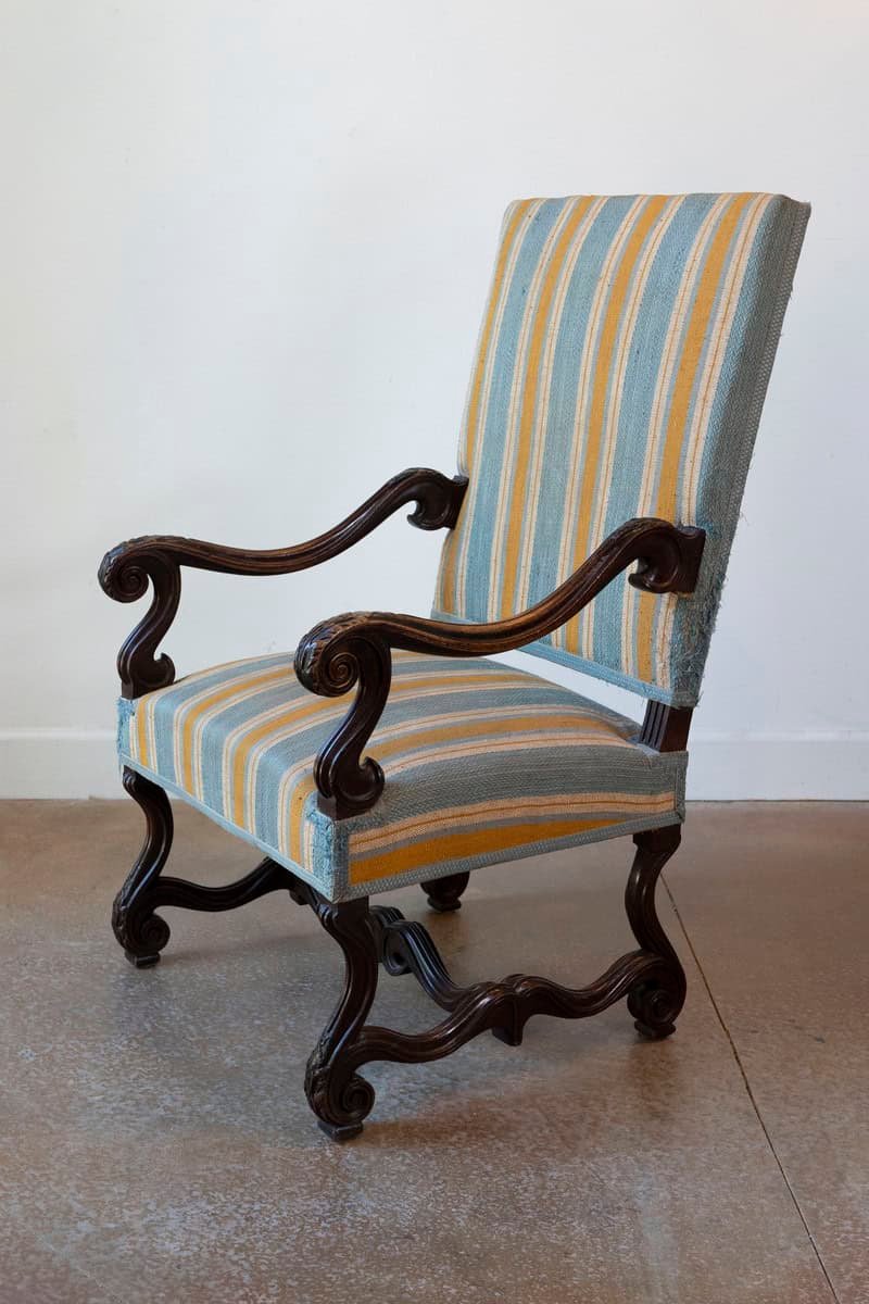 Louis XIII Style 19th Century French Os de Mouton Walnut Armchairs, a Pair - JAA