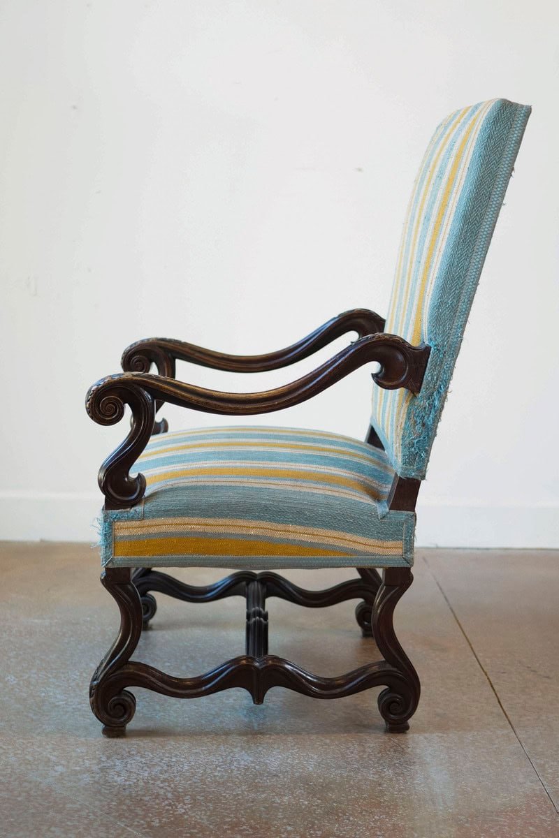 Louis XIII Style 19th Century French Os de Mouton Walnut Armchairs, a Pair - JAA