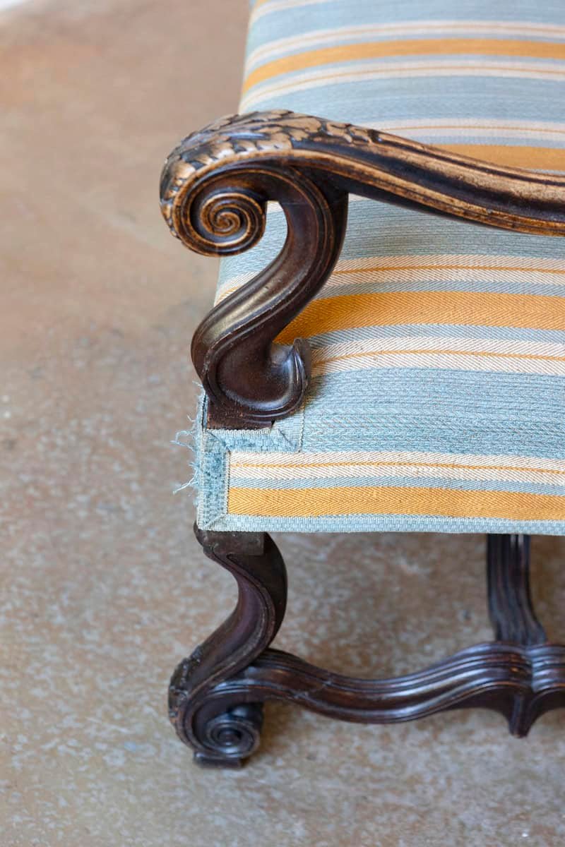 Louis XIII Style 19th Century French Os de Mouton Walnut Armchairs, a Pair - JAA