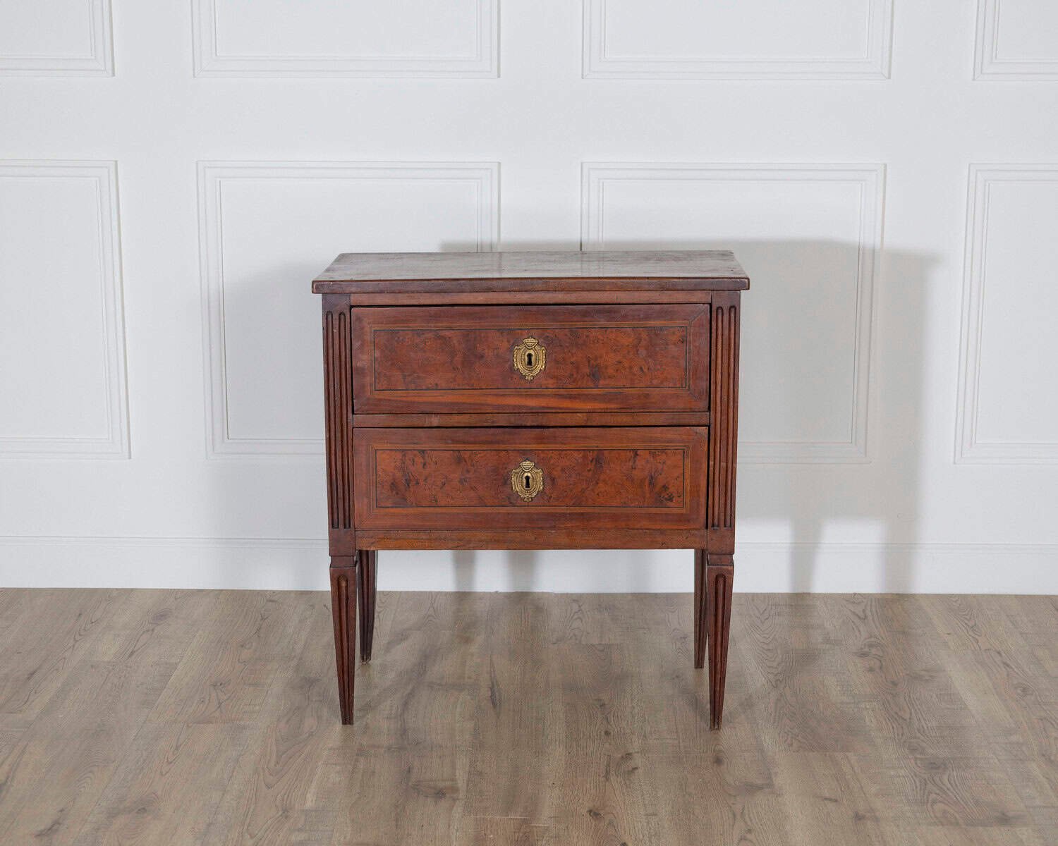 Small Italian Walnut Chest of Drawers with Two Drawers, Late 18th–Early 19th Century - JAA