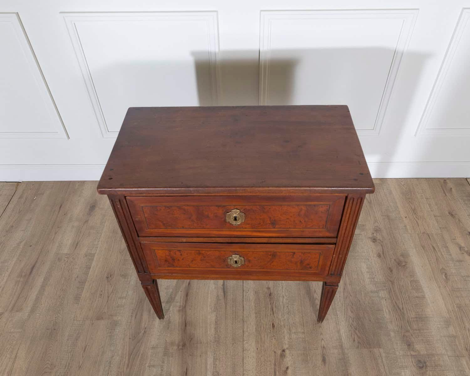 Small Italian Walnut Chest of Drawers with Two Drawers, Late 18th–Early 19th Century - JAA