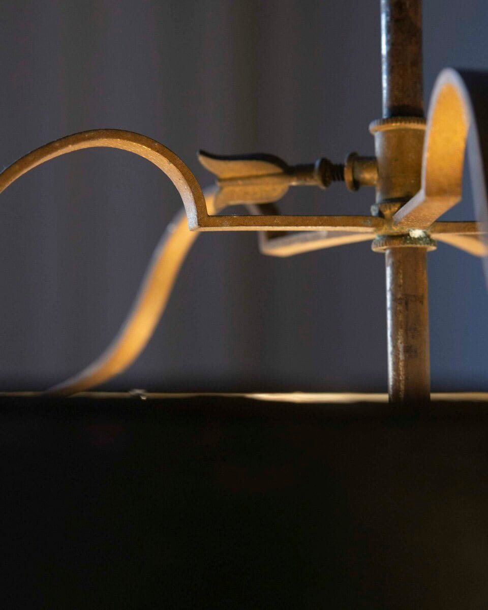 19th-Century French Bouillotte Chandelier in Tole and Bronze - JAA