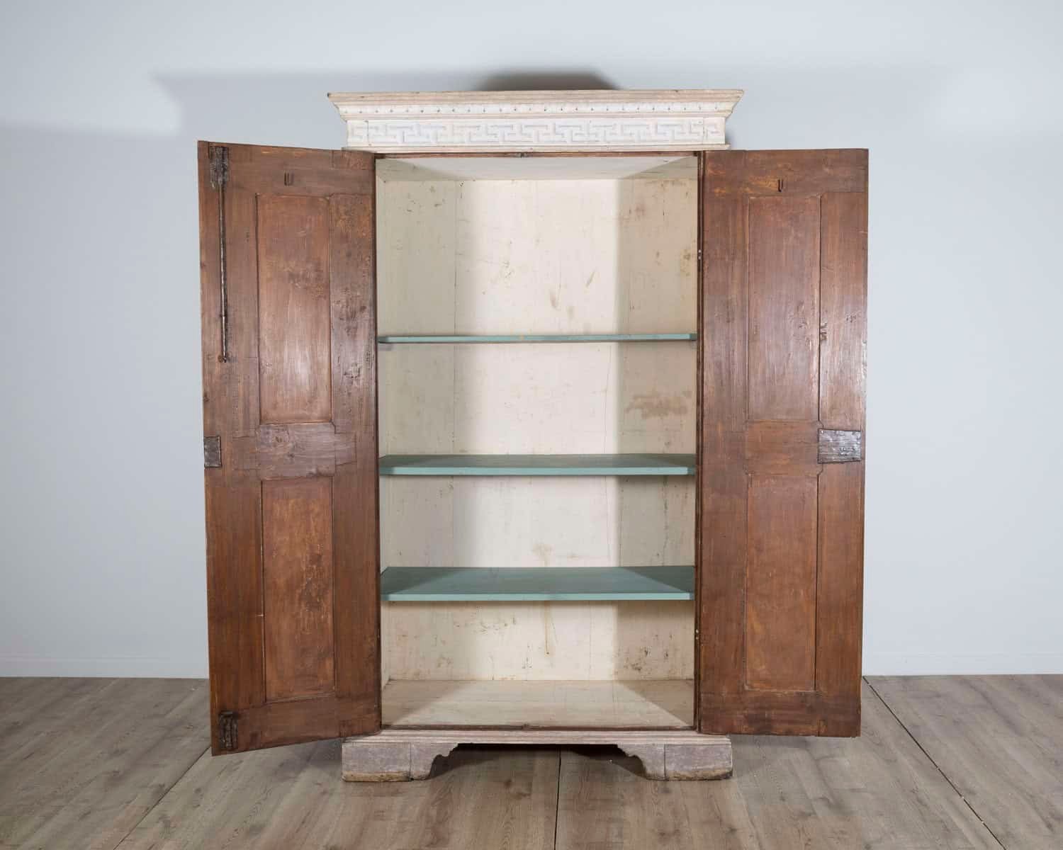 Italian Late 18th Century Neoclassical Painted Fir Wardrobe with Oval Festoon Motifs and Original Hardware - JAA