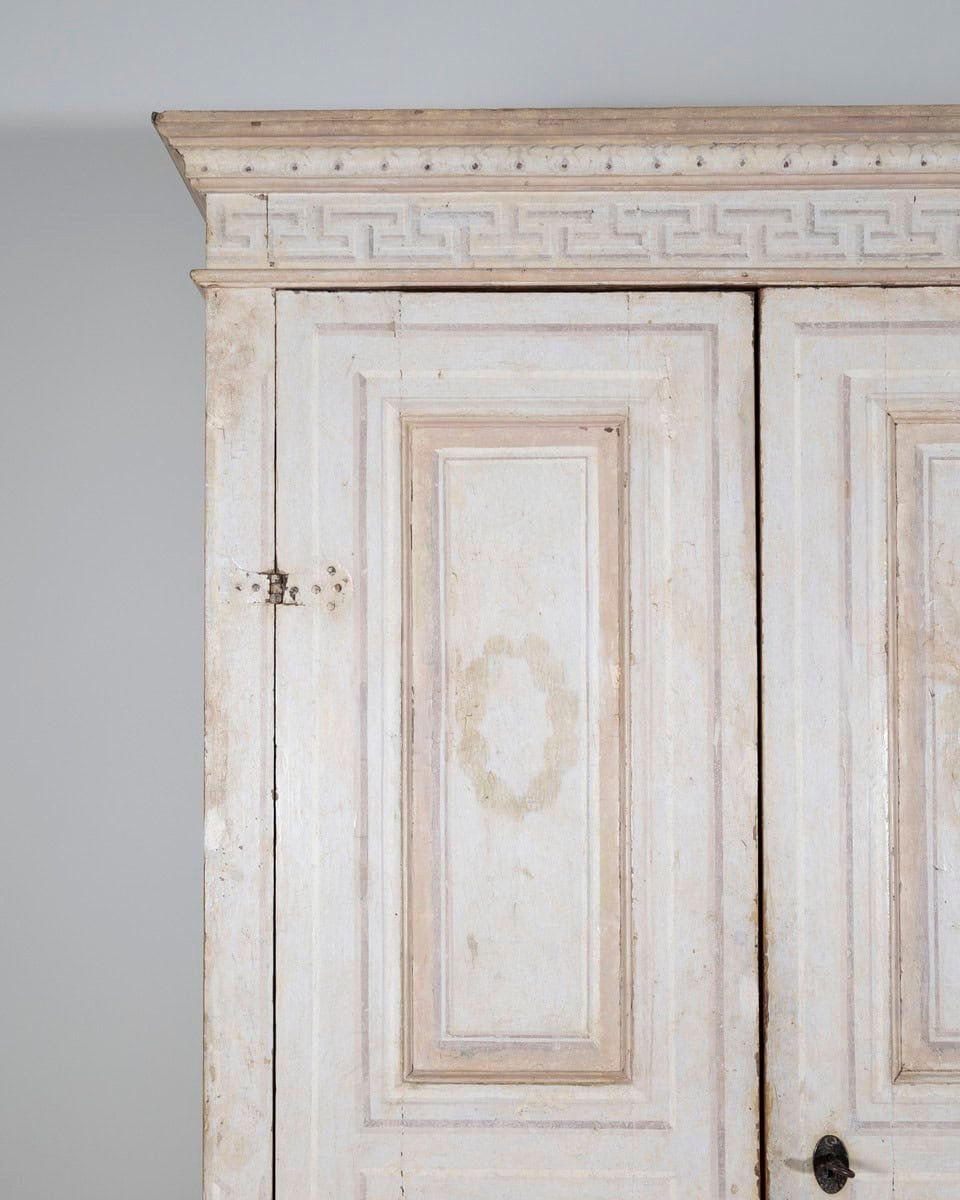 Italian Late 18th Century Neoclassical Painted Fir Wardrobe with Oval Festoon Motifs and Original Hardware - JAA