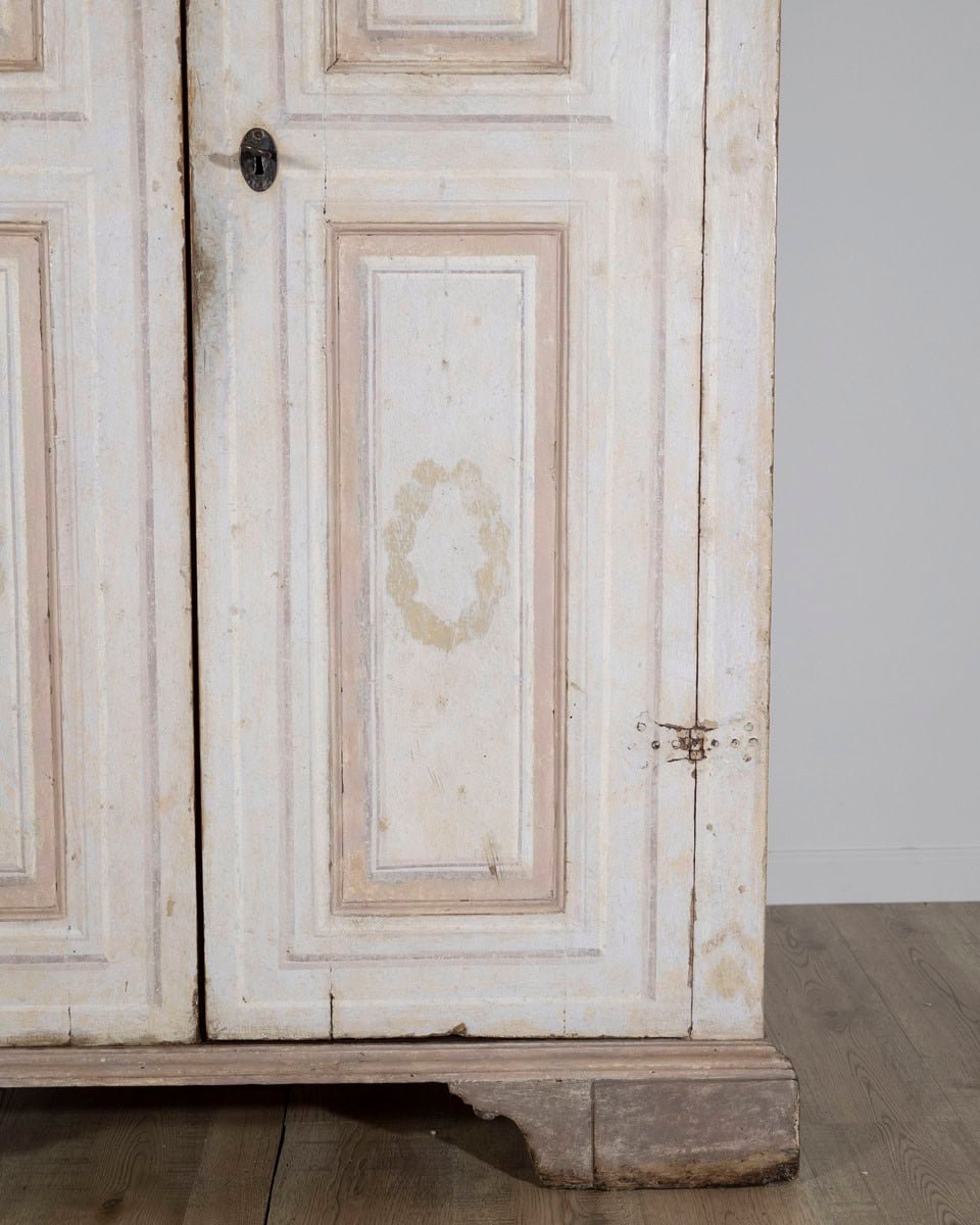 Italian Late 18th Century Neoclassical Painted Fir Wardrobe with Oval Festoon Motifs and Original Hardware - JAA