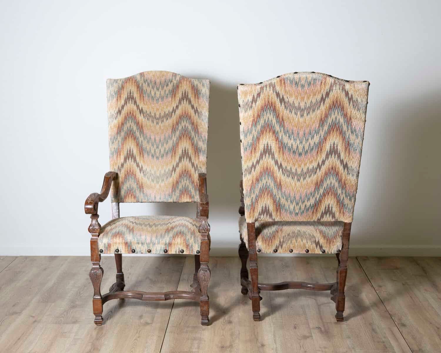 Pair of 18th Century Italian Walnut Arm Chairs - JAA