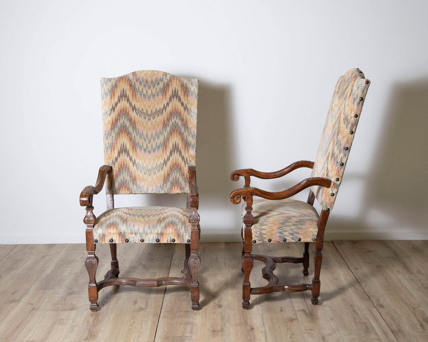 Pair of 18th Century Italian Walnut Arm Chairs - JAA