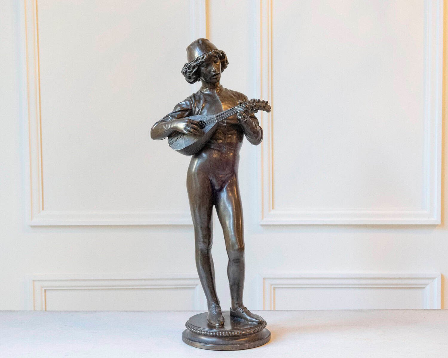 Paul Dubois, “Florentine Singer,” 1865 — Bronze by F. Barbedienne Foundry - JAA