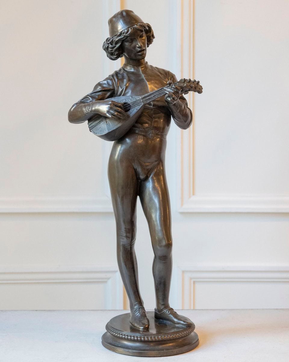 Paul Dubois, “Florentine Singer,” 1865 — Bronze by F. Barbedienne Foundry - JAA