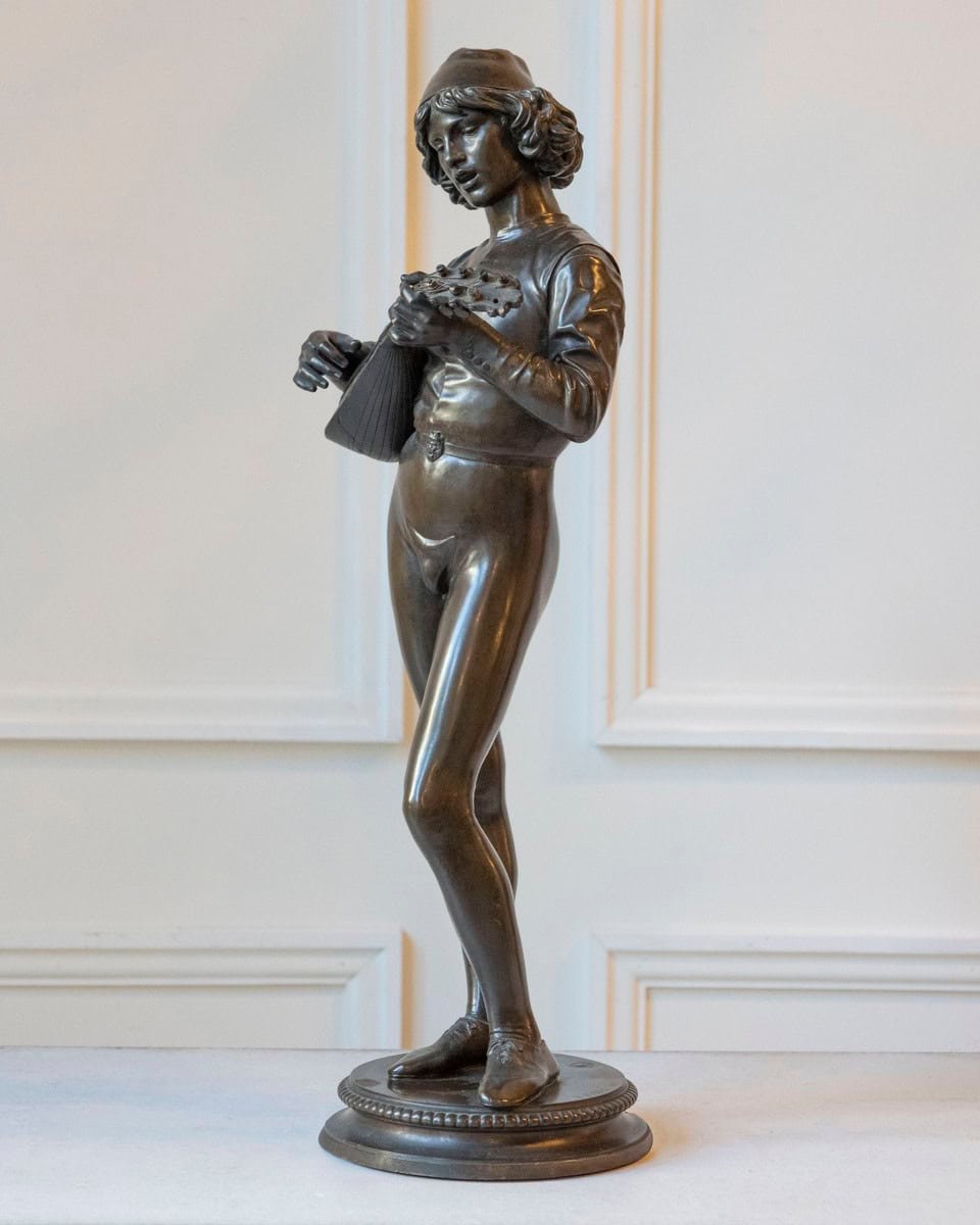 Paul Dubois, “Florentine Singer,” 1865 — Bronze by F. Barbedienne Foundry - JAA