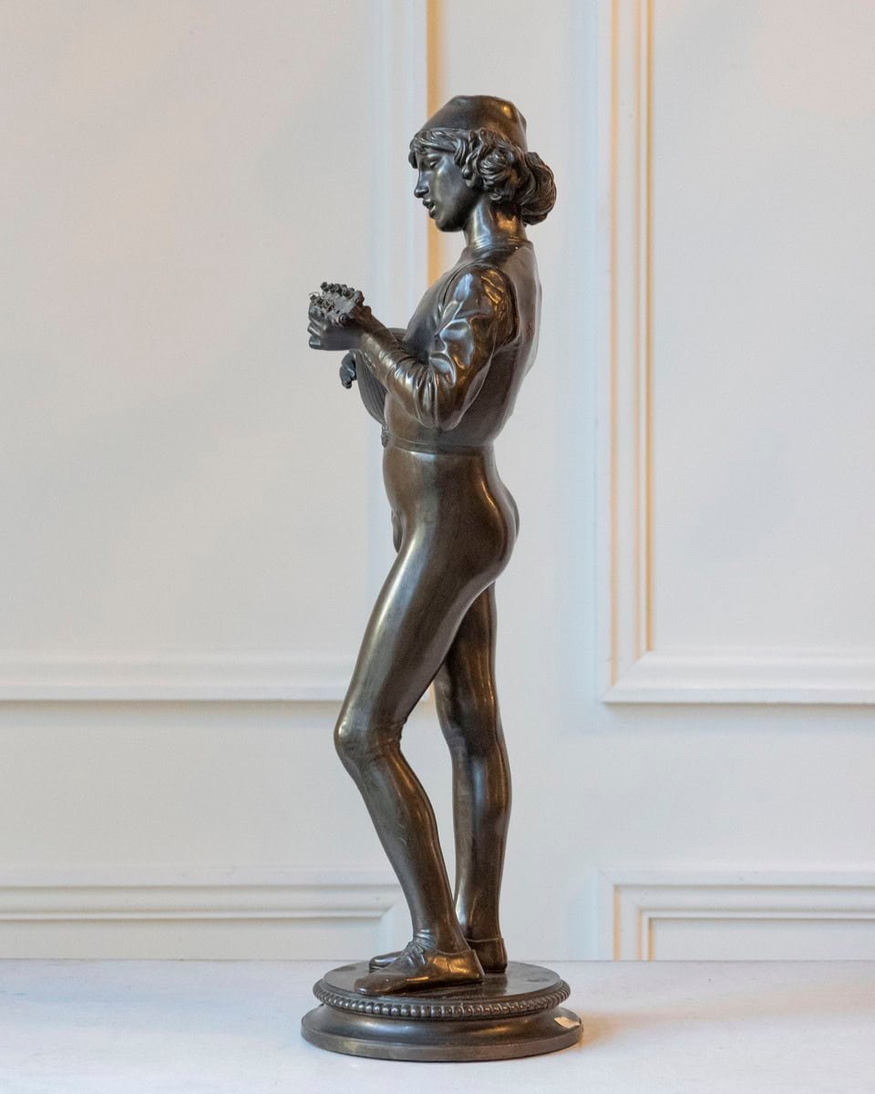Paul Dubois, “Florentine Singer,” 1865 — Bronze by F. Barbedienne Foundry - JAA
