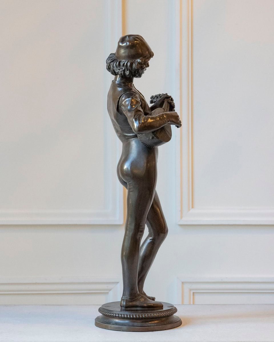 Paul Dubois, “Florentine Singer,” 1865 — Bronze by F. Barbedienne Foundry - JAA