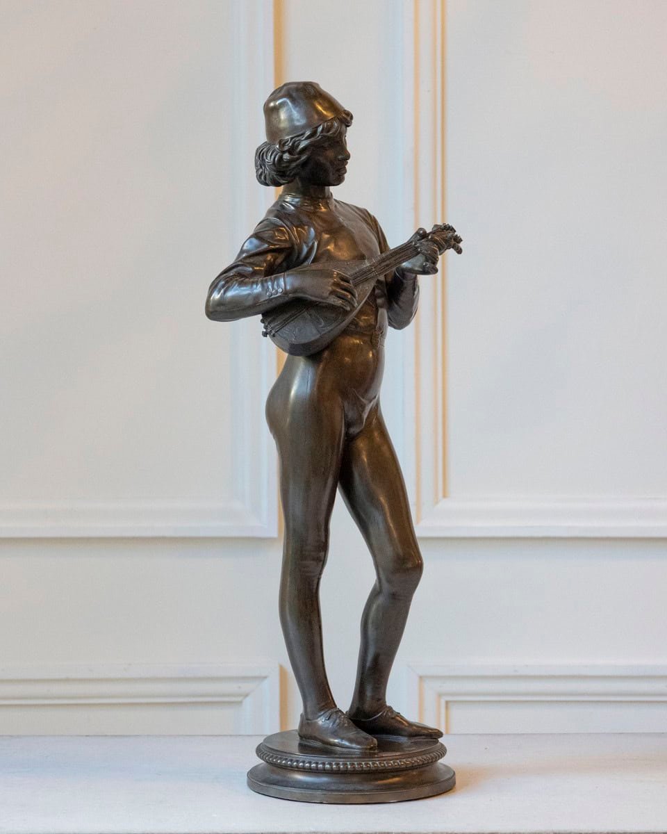Paul Dubois, “Florentine Singer,” 1865 — Bronze by F. Barbedienne Foundry - JAA