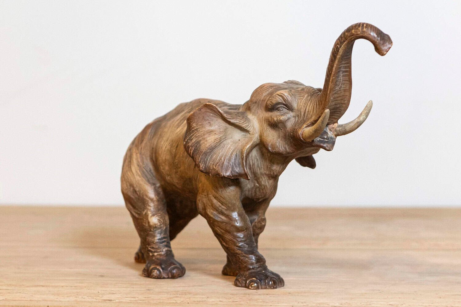 French 19th Century Terracotta Sculpture Depicting a Walking Asian Elephant - JAA
