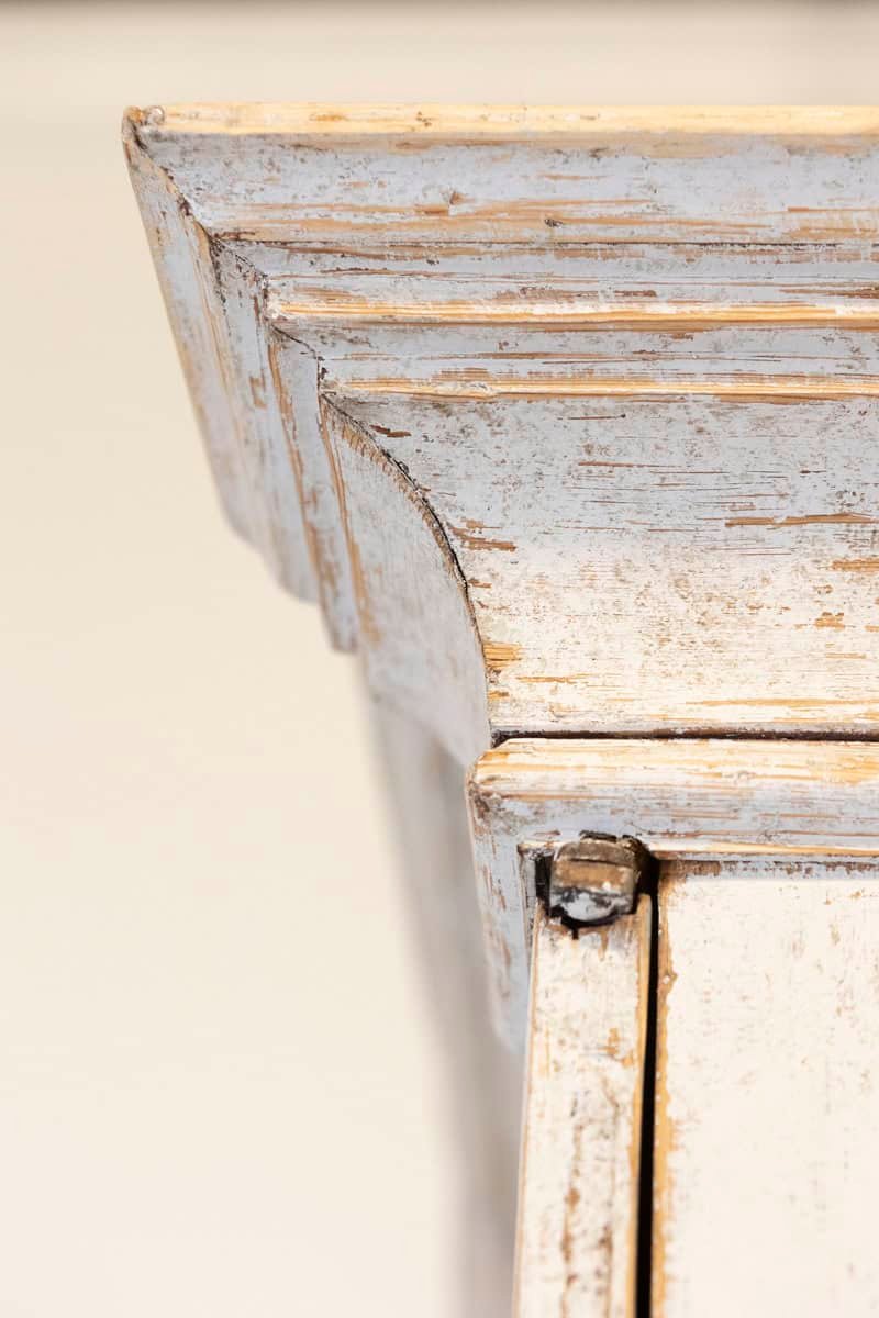 Swedish 1770s Baroque Light Gray Painted Secretary with Slant Front Desk - JAA