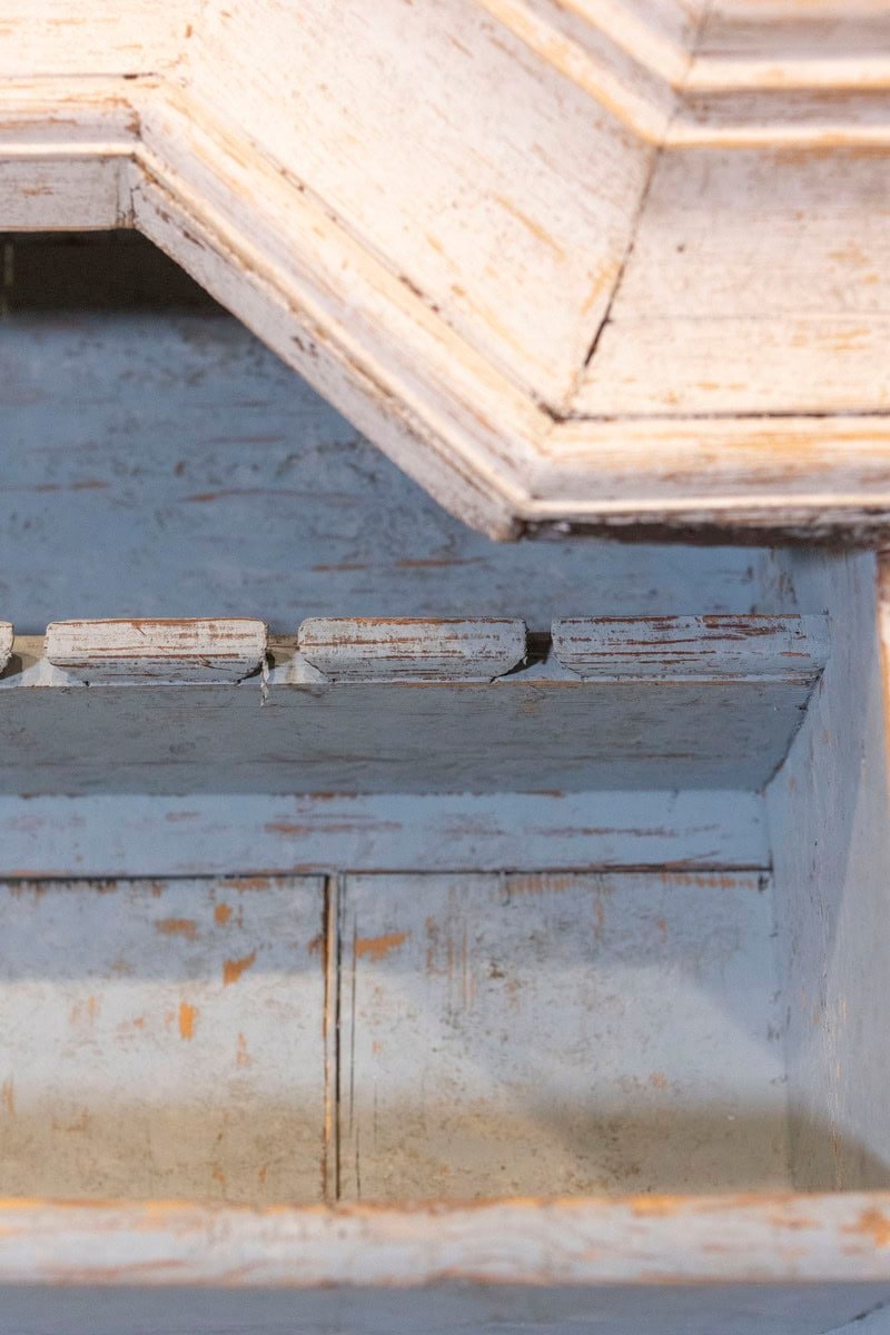 Swedish 1770s Baroque Light Gray Painted Secretary with Slant Front Desk - JAA