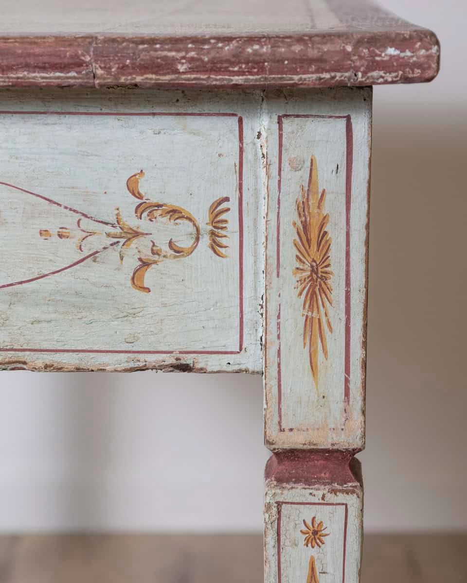 18th Century Lacquered Tuscan Desk Table with Hand Painted Decoration - JAA