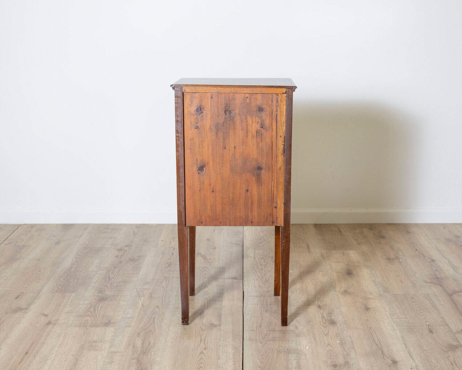 Antique Directoire Bedside Nightstand Table In Walnut And Marquetry - Italy 19th - JAA