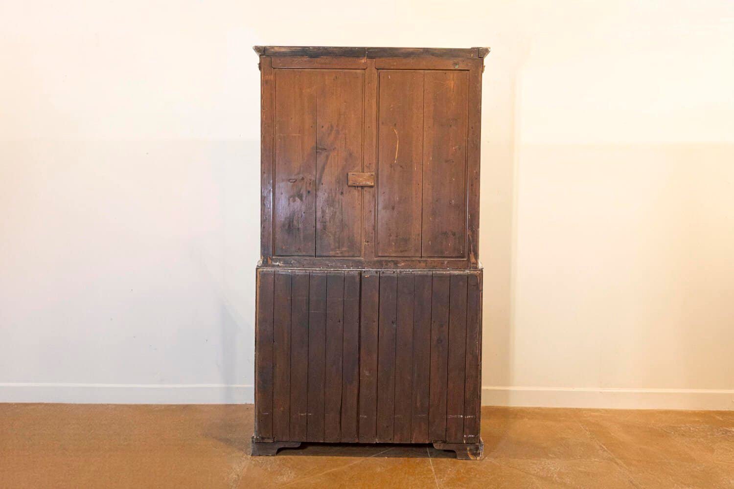 European 1800s Two-Part Painted Wood Secretary with Slanted Front Desk - JAA