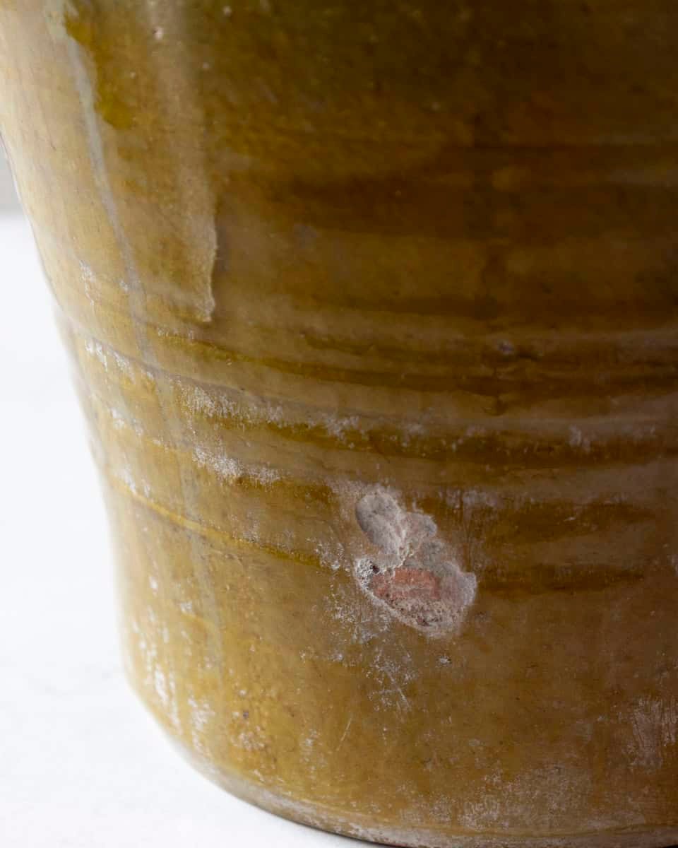 Spanish 19th Century Terracotta Jar with Green Glaze and Handles - JAA