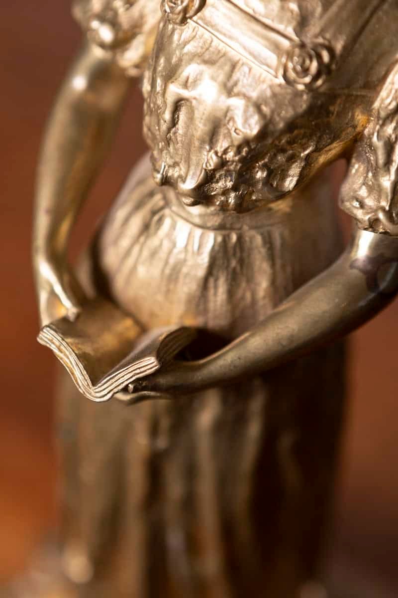 French Early 20th Century Gilded Metal Statue — 