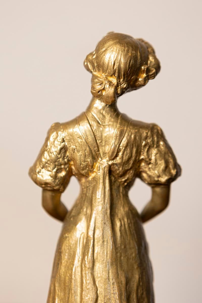 French Early 20th Century Gilded Metal Statue — 
