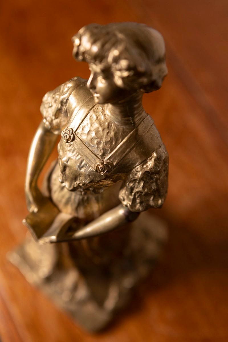 French Early 20th Century Gilded Metal Statue — 