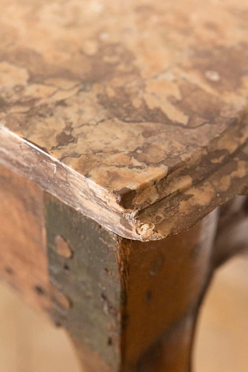 French 1720s Régence Period Walnut Console Table with Original Marble Top - JAA