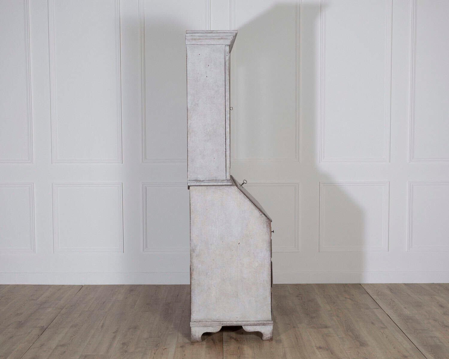 Early 19th Century Swedish Painted Secretary Cupboard in Grey with Patina - JAA