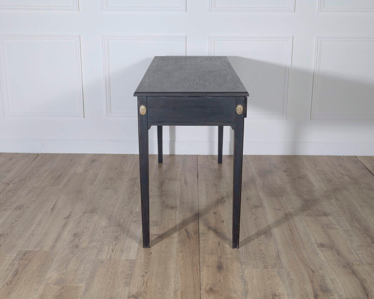 Midcentury Painted Console Table with Drawers and Brass Details, circa 1960 - JAA